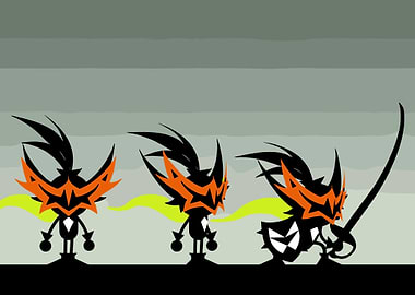 Stylized Warrior Character Silhouettes