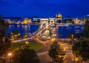 Budapest Chain Bridge at Night