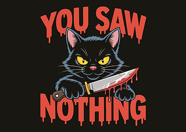 Black Cat with Bloody Knife