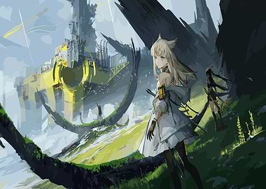 Anime Girls in a Fantasy Landscape