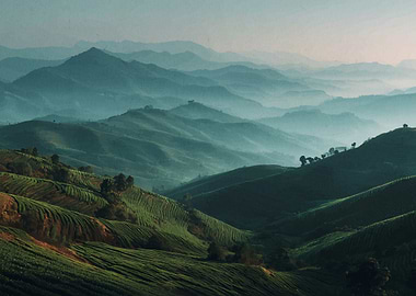Green Mountain Tea Plantation Landscape
