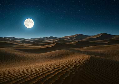 Desert Dunes Under Moonlight