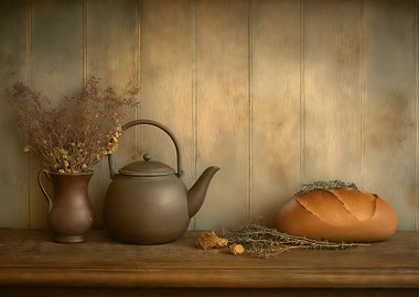 Still Life with Teapot and Bread