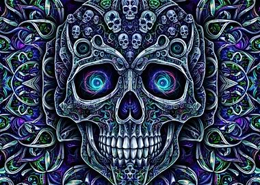 Ornate Skull with Glowing Eyes