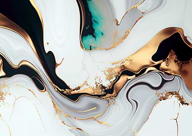 Abstract Marble Gold Veins