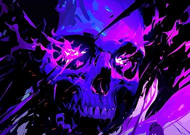 Abstract Skull with Neon Flames