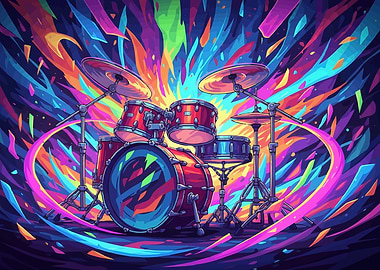 Colorful Drum Set Abstract Art