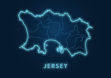 Jersey Map Neon Blue Outline