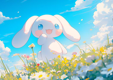 Cinnamoroll in a flower field