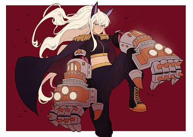 Anime Girl with Mechanical Gauntlets