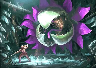 Warrior versus Giant Carnivorous Plant