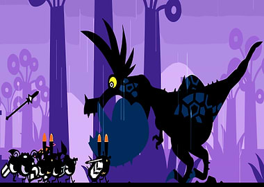 Patapon versus Dinosaur Silhouette