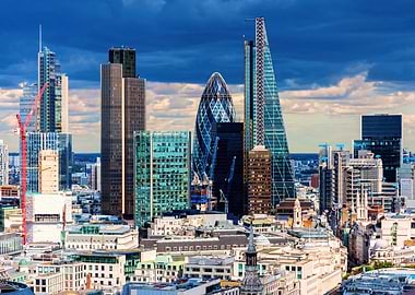 London Skyline with Prominent Skyscrapers
