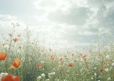 Orange and White Flower Field