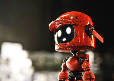 Red Robot with Cap
