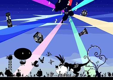 patapon Cartoon Landscape with Silhouettes