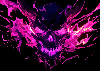 Skull with Pink Flames