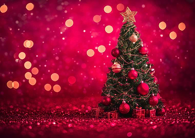 Festive Christmas Tree with Red Ornaments