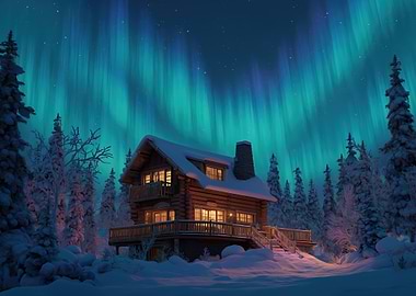 Cabin under the Northern Lights