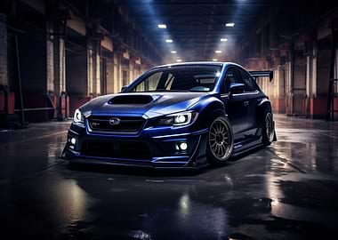 Blue tuned car in Garage