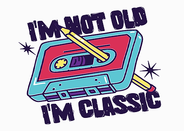 Retro Cassette Tape and Pencil Illustration