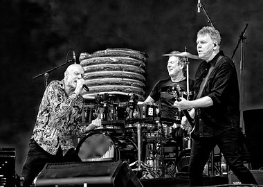 Rock Band Performing Live in Black and White