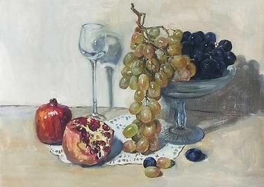 Still Life with Grapes and Pomegranates
