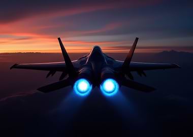 Fighter Jet at Sunset