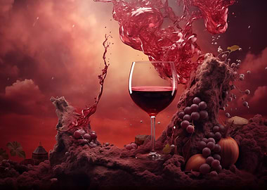 Wine Glass and Grapes