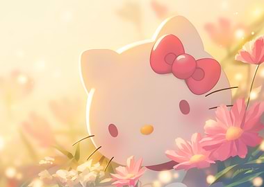 Hello Kitty in a Flower Field