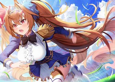 Anime Girl Running in Blue Outfit