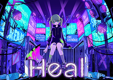 Anime Girl with Axe in Cyberpunk Alley