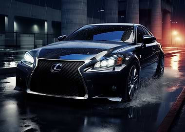 Black car in the Rain