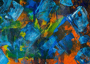 Abstract Painting with Blue and Orange