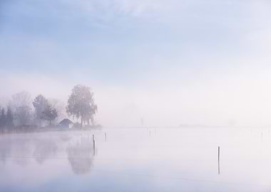 Autumn Misty Lake Landscape