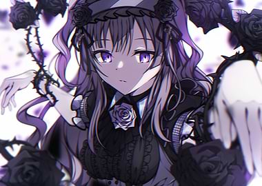 Anime Girl with Roses