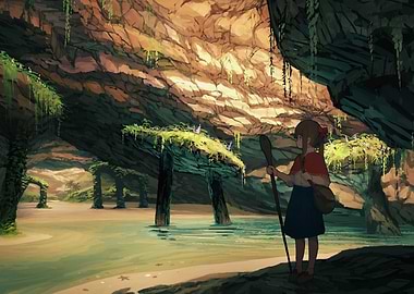 Cave Explorer Girl with Staff