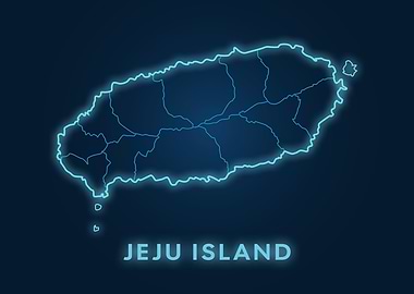 Jeju Island Neon Map
