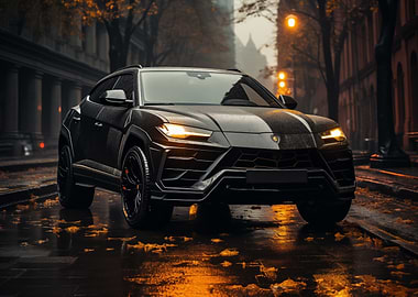 Urus SUV on wet street