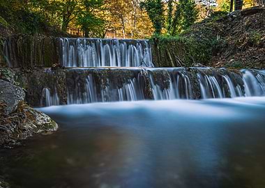 Cascading Waterfall in Autumnal Setting