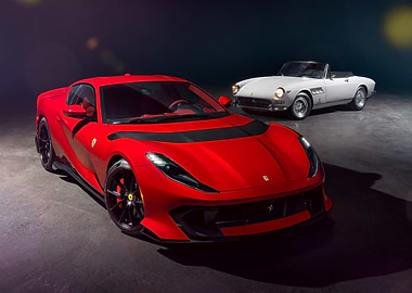 Red and White Ferrari Cars