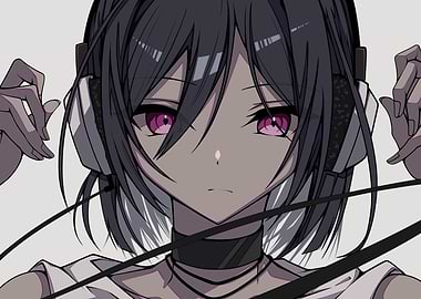 Anime Girl with Headphones