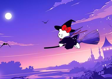 Hello Kitty Witch on Broomstick