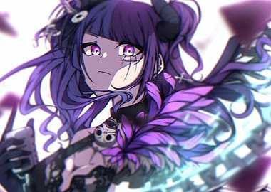 Anime Girl with Horns and Feathers