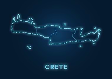 Crete Map Neon Outline