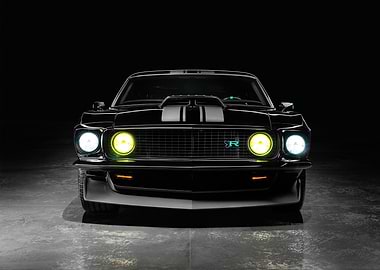 Black Car with Racing Stripes