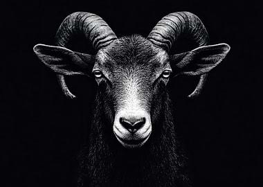 Monochrome Ram Portrait
