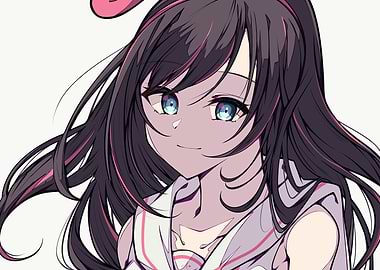 Anime Girl Portrait with Pink Highlights