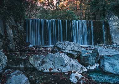 Waterfall in a forest landscape