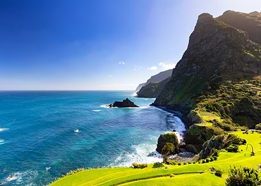 Coastal Mountain Landscape with Turquoise Sea, Madeira